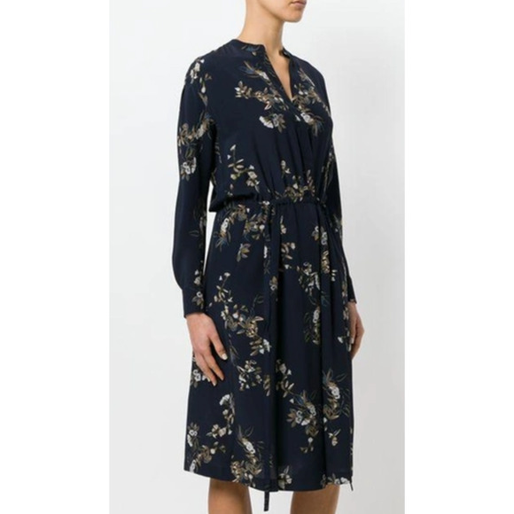 Vince Dresses & Skirts - Vince  Silk Spaced Floral Midi Shirtdress Blue L